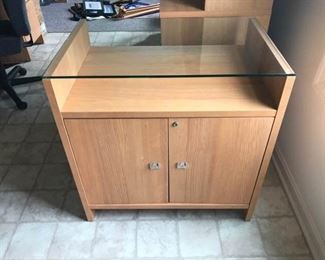 Wood Cabinet with Glass Top