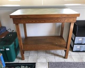 Wood Table with Vinyl Top