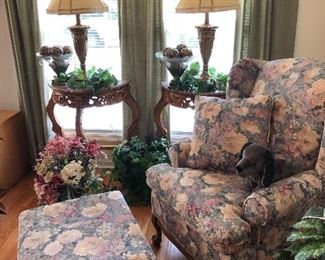 Floral chair, sofa, loveseat and ottoman