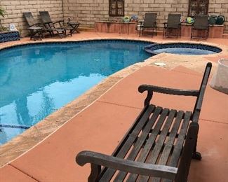 Teak bench, lounges, stools 