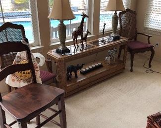 lots of african animals - leather covered stools lamps