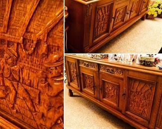 Gorgeous carved German sideboard buffet 