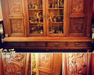 Stunning German Shrunk lighted display cabinet, storage cabinet with bottom drawers - comes apart to move - Hummels not available. 