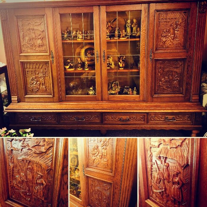 Stunning German Shrunk lighted display cabinet, storage cabinet with bottom drawers - comes apart to move - Hummels not available. 