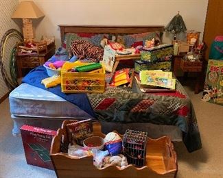 Wooden cradle / Queen Bed & Queen Mattress Set