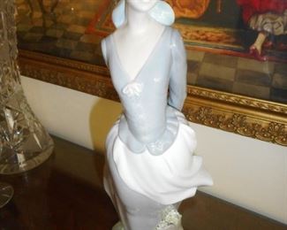 14 Inches Tall, Retired Lladro Wind Blown Girl. No box