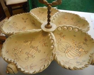 Mid Century Textured Glass Signed Ardalt Boboli 1950's  Candy Nut Dish