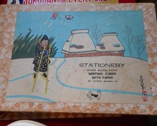 Vintage Hand Painted Stationery Wood Block 