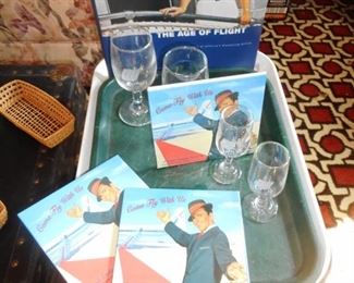 COME FLY WITH ME..United Airlines Encyclopedia Books on Flight, United Airlines Glasses, Come Fly with me Frank Sinatra Sealed CD's 