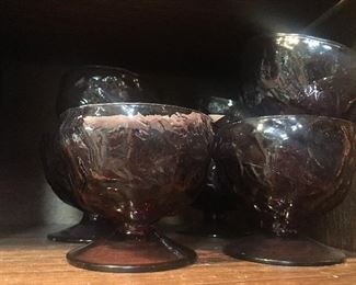 Plum driftwood dessert glasses. Juice glasses also available.