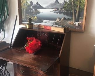 Antique drop down secretary desk