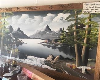 Burnette Pletan original painting from 1978. Painted with the side of his palm.