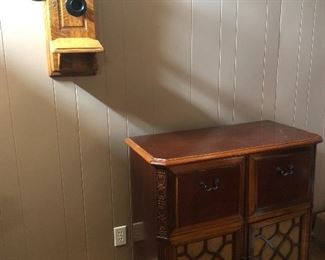 House 1: Antique phone and radio/record player console