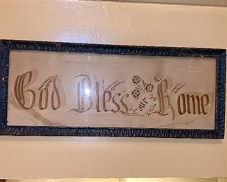 Vintage stitched God Bless our Home