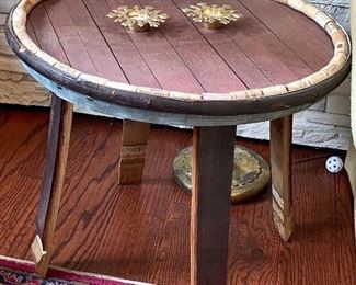 Handmade wine barrel table