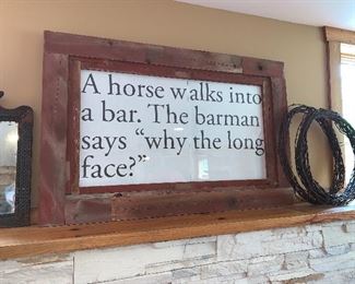 Frame was made from a sheep farm fence in Montana - Barbed wire is also from the same fence