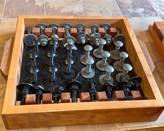 One of a kind Handmade chess set - handmade box and chess pieces
