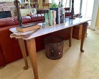 Hand made "Ped" foot table w/marble top