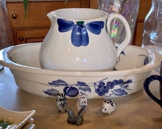 Pottery pitcher and bowl
