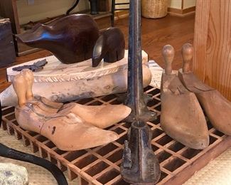 Vintage wooden and iron shoe forms