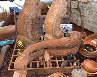 Carved wooden table legs
