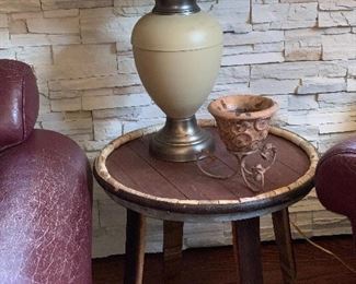 Handmade wine barrel table