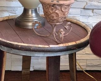 Handmade wine barrel table