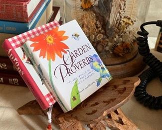 Mini books and small carved book holder