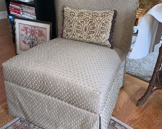 1 of 3 matching upholstered Parson's chairs