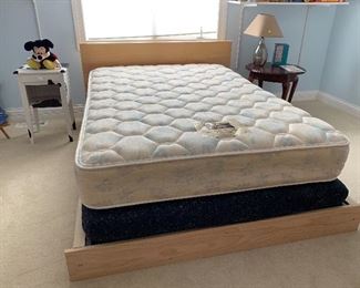 Queen platform bed and queen mattress