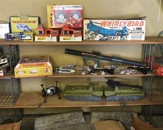 1960’s toys. Hot Wheels, cap guns, models, Remco Bazooka gun