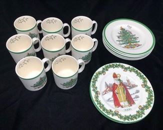 Spode Christmas Tree Set - Mugs and Plates https://ctbids.com/#!/description/share/165520