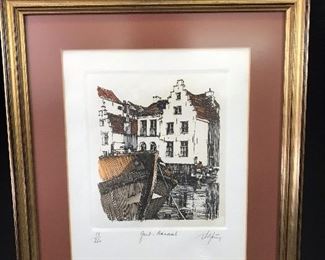 Gent Kanaal Etching Numbered and Signed by Andre Colpin https://ctbids.com/#!/description/share/165432