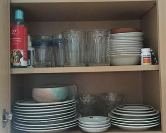 Everyday plates and bowls, glassware