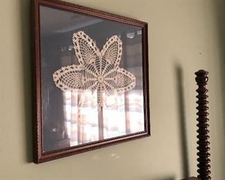 crochet piece framed