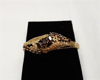 14K gold garnet bracelet