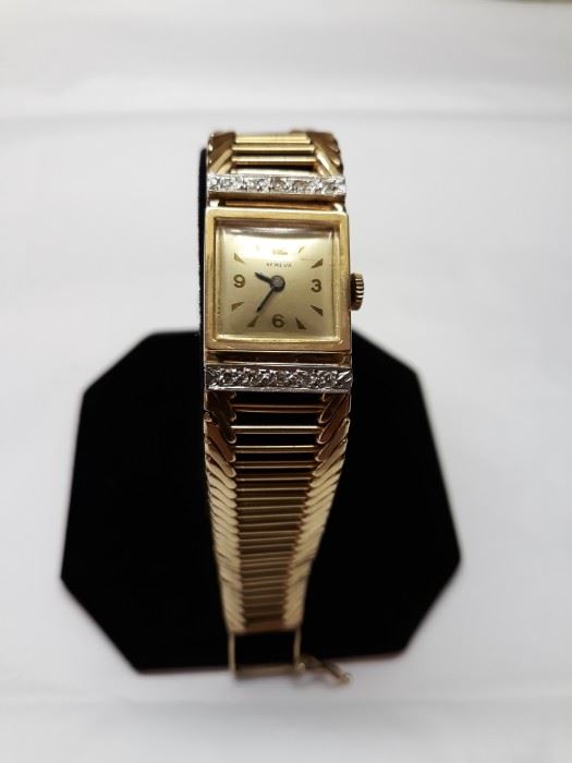 14K gold diamond Geneva watch