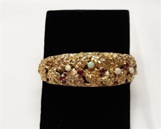 14K gold ruby opal bracelet