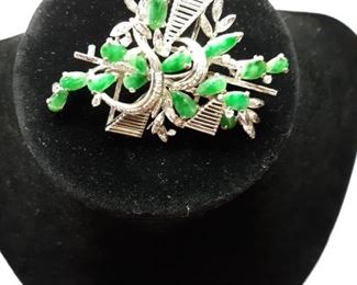 Diamond Jade Brooch