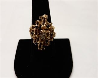 Diamond and sapphire ring