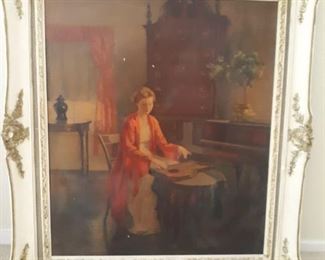 Painting Woman Playing a Dulcimer