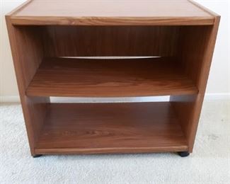 Wood bookshelf on wheels