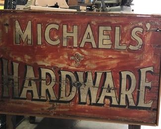 Vintage hardware and vintage factory signage. (Double sided)