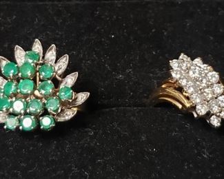 18k diamond & emerald rings