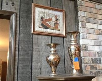 Two copper & metal vases