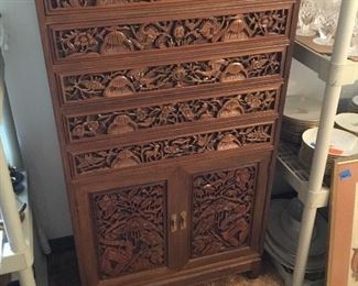 Carved silver chest or jewelry chest