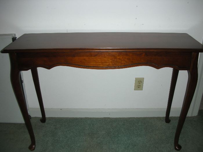 Cabriole leg sofa table, wood, 45"w x 30"h x 15"d