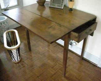 Drop leaf table, antique, two leaves plus drawer