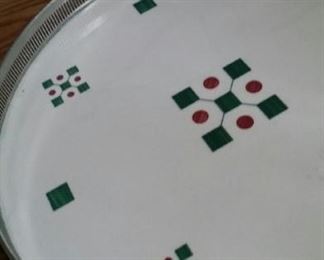 tbs vintage stainless trimmed porcelain tray