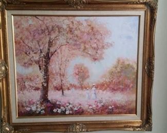 tbs signed spring blossoms oil painting